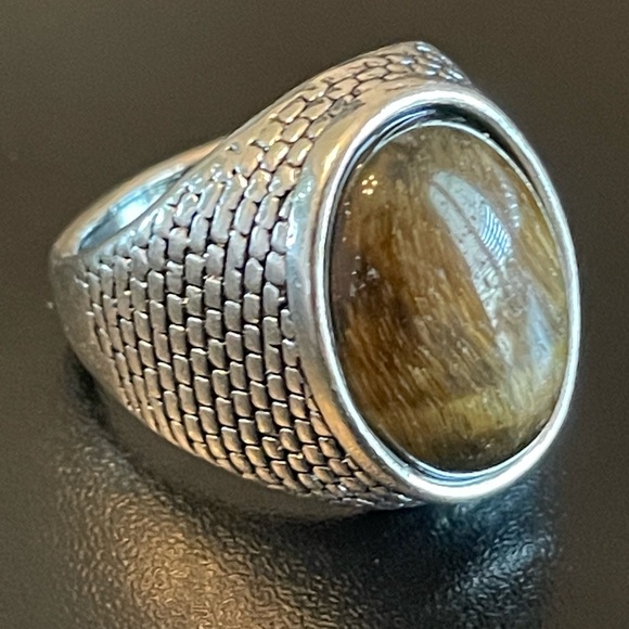 Oval tiger eye stone S925 silver ring size 9.5 - Picture 2 of 9